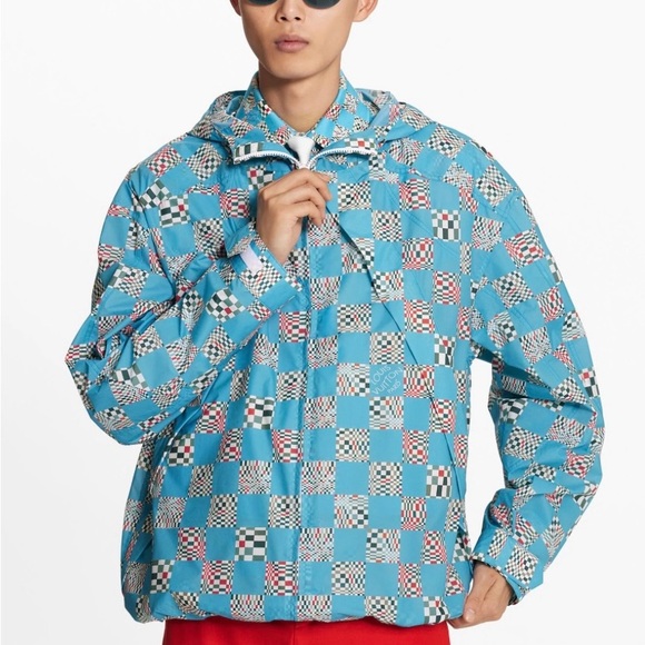 Louis Vuitton Other - BRAND NEW Louis Vuitton Virgil Abloh Distorted Damier Blue Hooded Parka Jacket